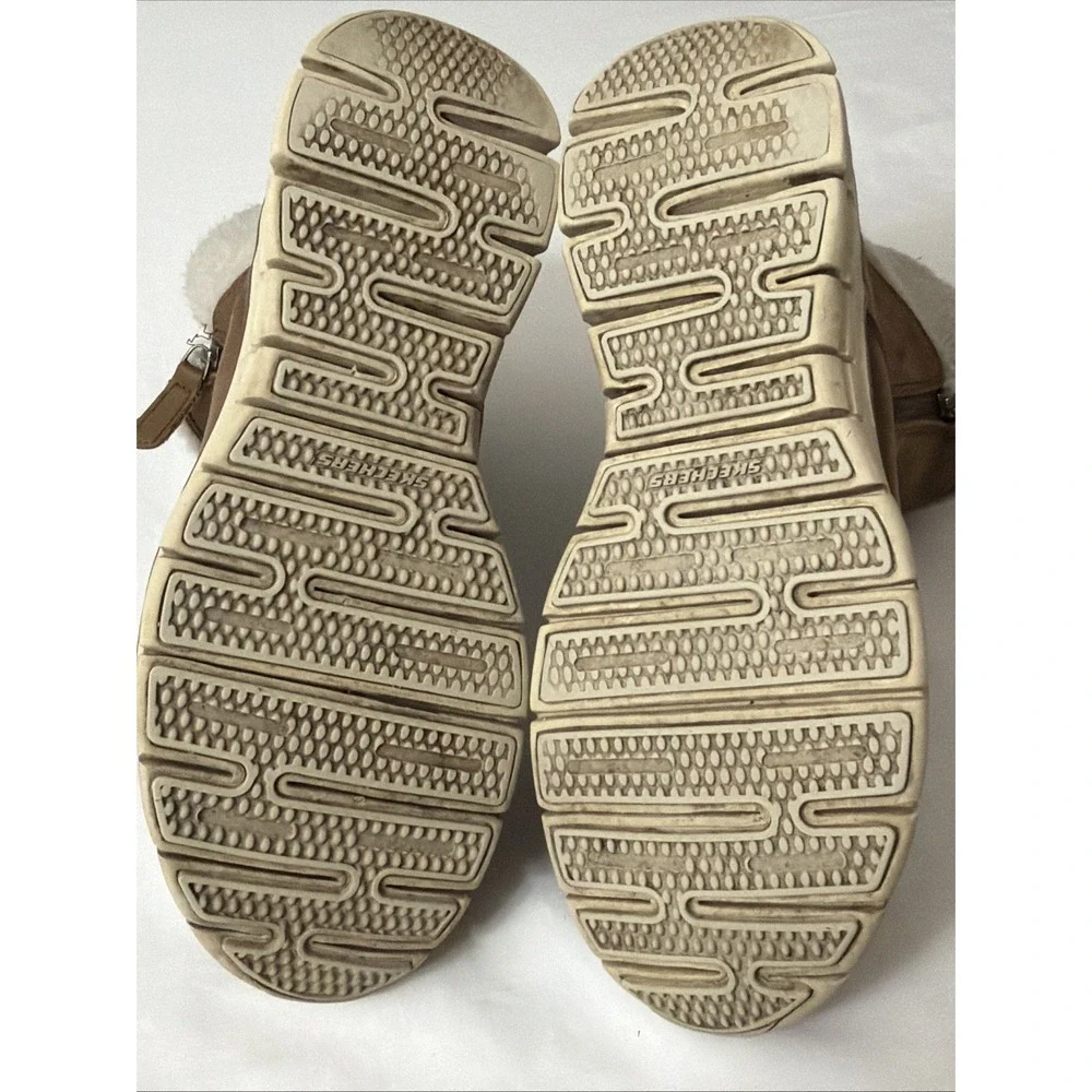 Skechers Winter Snow Boots Womens 9 Synergy‎ Collab Brown Zip Faux Fur 44779 Fit